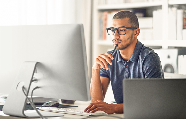 Man at desk in office