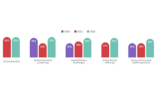 Graphs showing H&W programme offerings employers are considering in the next 3 years.